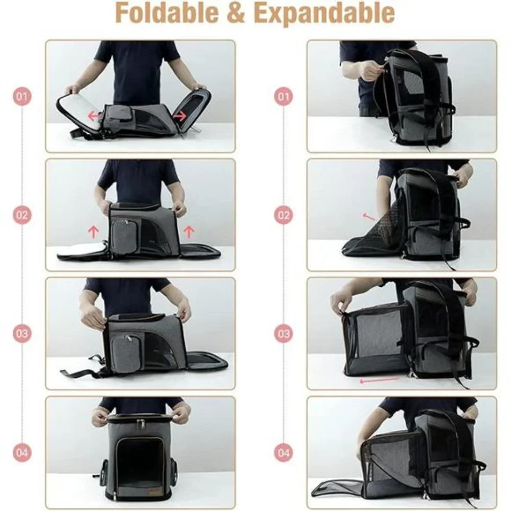 Cat Backpack Expandable Pet Carrier Backpack for Small Cats and Dogs